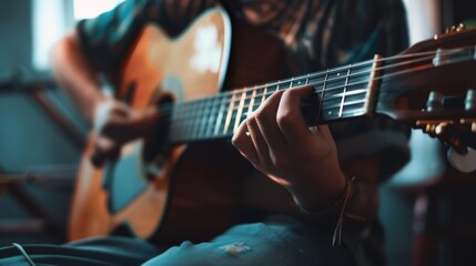 A Man Playing A Guitar.