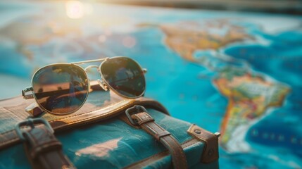 A travel concept with map and compass.