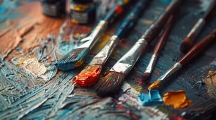 Fototapeta premium A paint brushes and palette