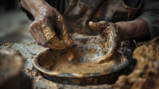 A Person Creating A Bowl Out Of Clay.