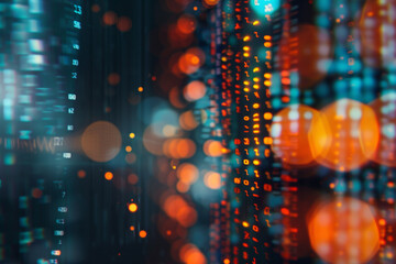 close-up shot of programming code blurred in bokeh style - obrazy, fototapety, plakaty