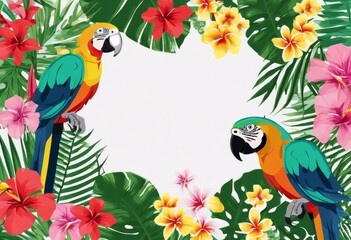 'summer Hello Parrot leaves palm template design pattern frame flowers illustration vector Tropical Background Flower Beach Banner Fashion Nature'