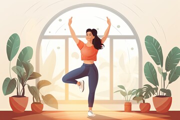Active female exercising at home
