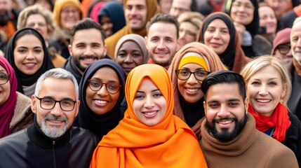 group of muslim people in a row