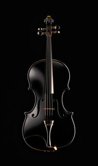 violin, minimalistic, simple shapes, solid dark background, gold details