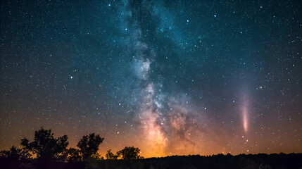 Whispers of the Universe: Stars Dance, Comet Streaks, Milky Way Glows