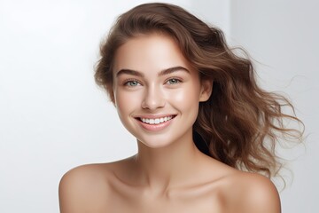 Beautiful face of young woman with perfect health skin, white background, happy --ar 6:4 --v 5.2 Job ID: 1d8e093f-660d-4a03-81e0-e934843fc53d