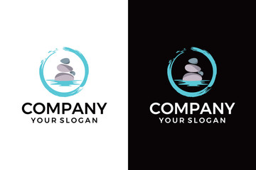 SPA stones - template logo for Spa lounge, beauty salon, massage area, yoga center, natural cosmetics etc.. The balancing cairn - a symbol of harmony, tranquility and relaxation.