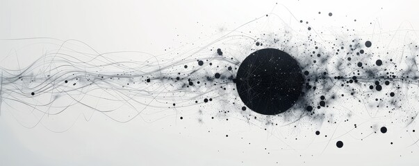 Monochromatic Abstract Network Concept Art.