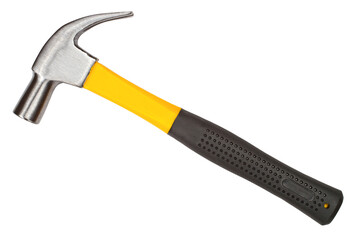 Modern hammer isolated on white background. Hammer close-up.