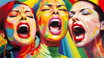Obraz premium painted drawing of people shouting