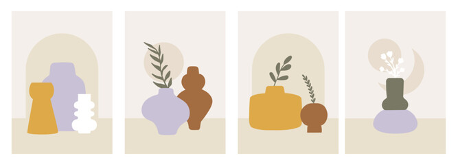 Abstract modern vases wall art design poster