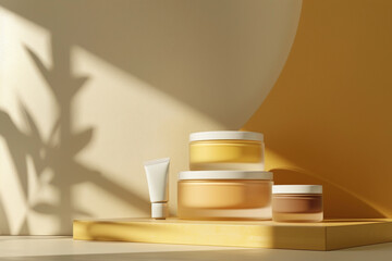 color palette used in the 3D render illustration of the cosmetics cream jar with tube icon