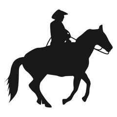 Obraz na płótnie Canvas Cowboy Silhouette with Horse and Rope. Vector Illustration Design.
