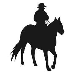 Cowboy Silhouette with Horse and Rope. Vector Illustration Design.