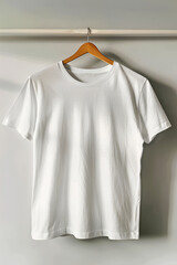 white t-shirt mockup concept with hanging white wall background- Generative AI