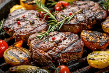 Grilled steak and veggies
