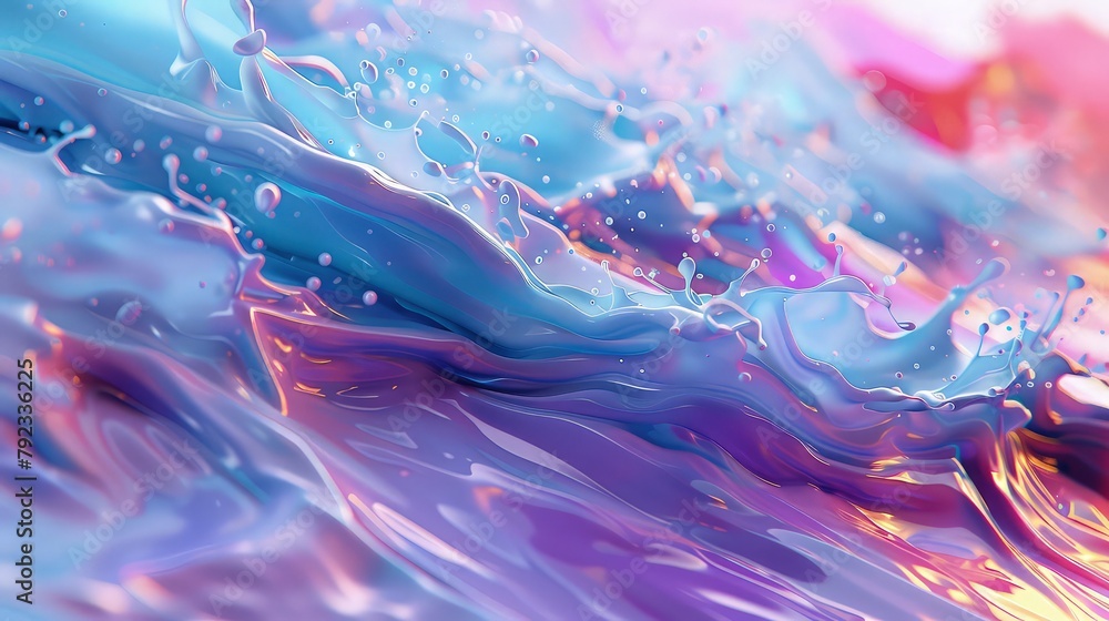 Poster waves of thick paint collide in a whirlwind of color, forming an abstract background that is both ch