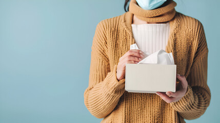 woman holding tissue box,generative ai