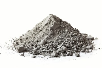 Fototapeta premium Heap of gray cement powder on white background