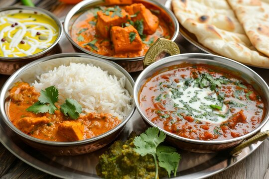 North Indian Thali or Indian Food Group