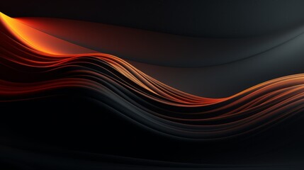 Dark modern digital background with flowing energy waves, 3D minimal style