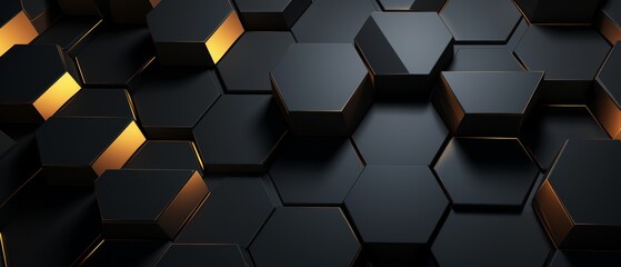 Minimal style 3D dark tech honeycomb pattern