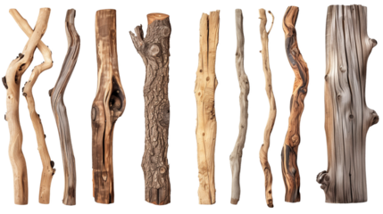 set of Empty wooden wood, isolated transparent background