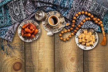 Bowl of tasty dates fruits  for Ramadan