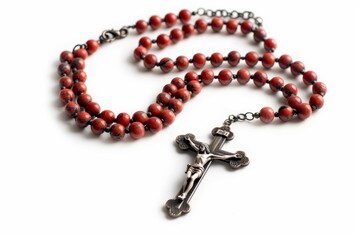 Rosary on white background
