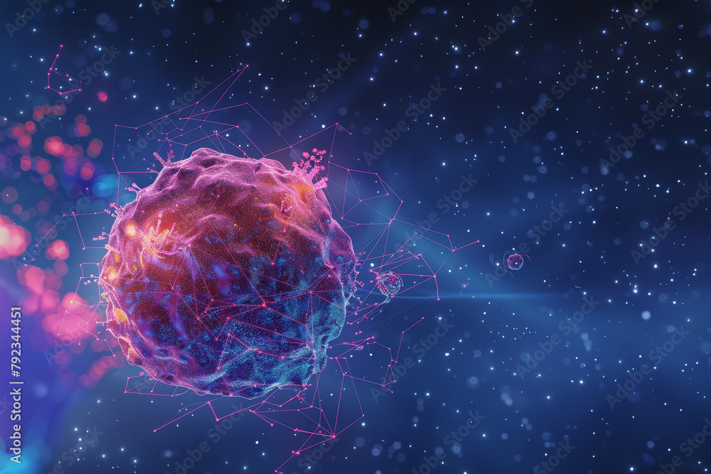 Poster a small red and blue blob floating in space