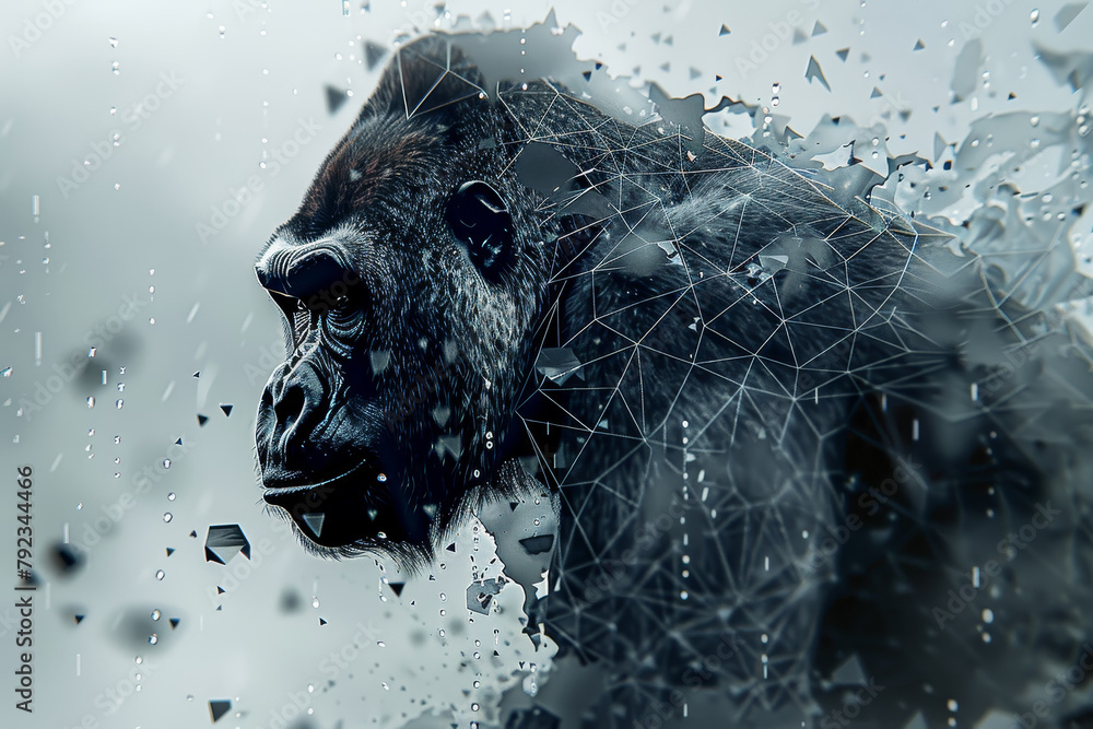 Aufkleber a gorilla with a face that is blurred and distorted