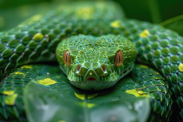 Fototapeta premium The undulating pattern of a snake moving through underbrush, a glimpse into the subtlety of natures movements