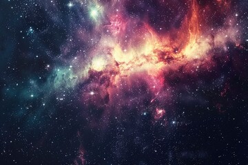 Space scene with stars in the galaxy. Panorama. Universe filled with stars, nebula and galaxy,. Elements of this image furnished by NASA - generative ai