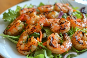 shrimp and salad grilled