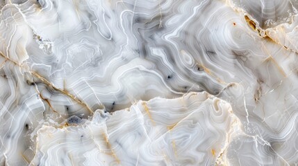 Elegant Swirls and Layers: Macro View of White and Gold Agate Stone Texture - obrazy, fototapety, plakaty