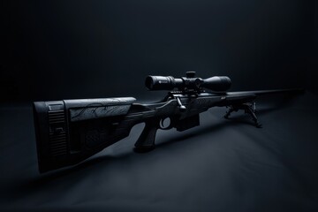 Sniper rifle with black background - obrazy, fototapety, plakaty