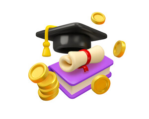 Scholarship vector 3d icon. Student loan illustration. Investment in education and knowledge concept. Financial and accounting course concept - 792347857