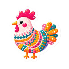 colored hen cute easter sticker