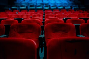 Spotlight on red chair in theater