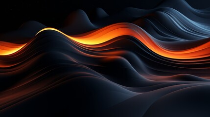 Minimalistic 3D dark digital backdrop with modern energy waves