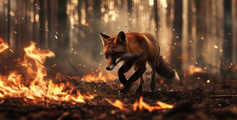Fox Escape From Forest Fires