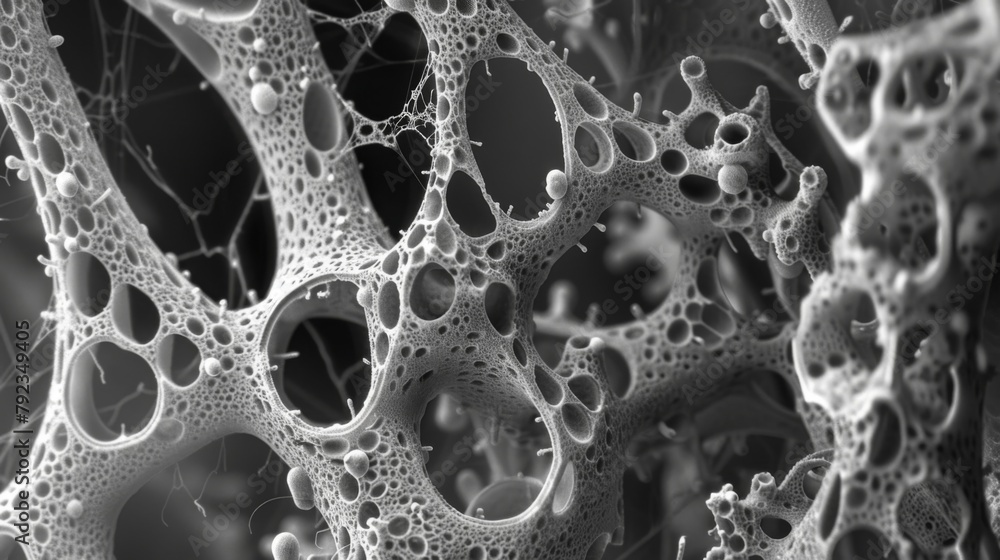 Aufkleber an electron microscope image showing the ultrastructure of a fungal thread revealing the intricate a
