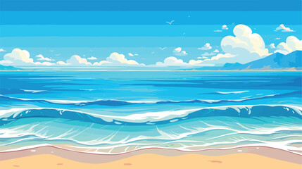 Fototapeta na wymiar Sea beach. Landscape illustration. Pure light sand.
