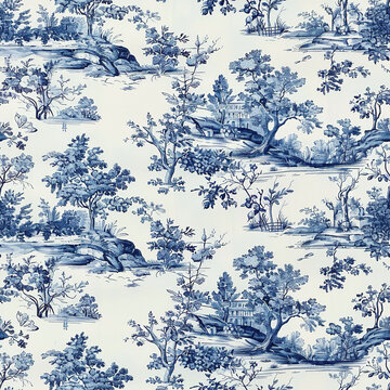 Toile Seamless Patterns Background
