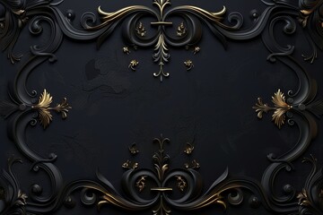 Elegant Black and Gold Ornamental Design on Luxurious Textured Background