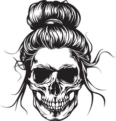 Fototapeta premium Human skull illustration. Monochrome hand-drawn skull on black and white backgrounds. Vector