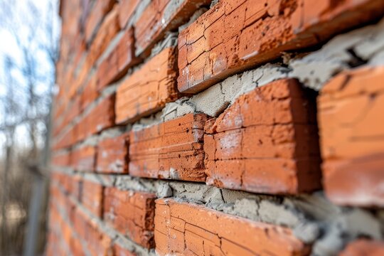 Modern materials used to insulate old brick house walls Penoplex covered with brick on outer wall Close up