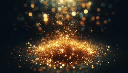 Obraz premium golden glitter sparkling on a dark background,