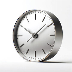 Modern wall clock isolated on a white background, featuring a sleek